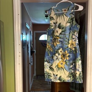 Route 66 Floral Mini Dress - Blue and Cream